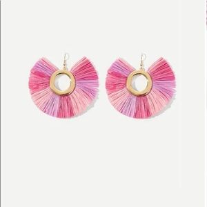 Color-block Lafite Hoop Drop Earrings 1pair